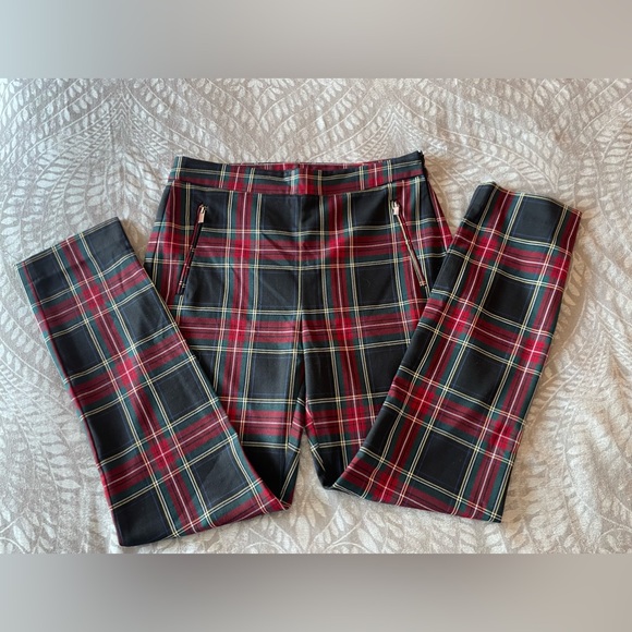 Zara Red and Black Plaid Pants - Picture 1 of 9